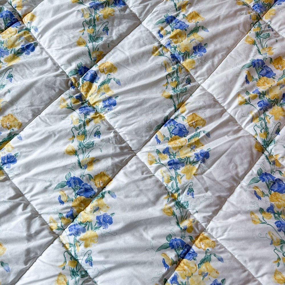 Laura Ashley Sweet Pea Charlotte Comforter Reversible Blue Stripe Twin VTG 90s - Picture 4 of 10